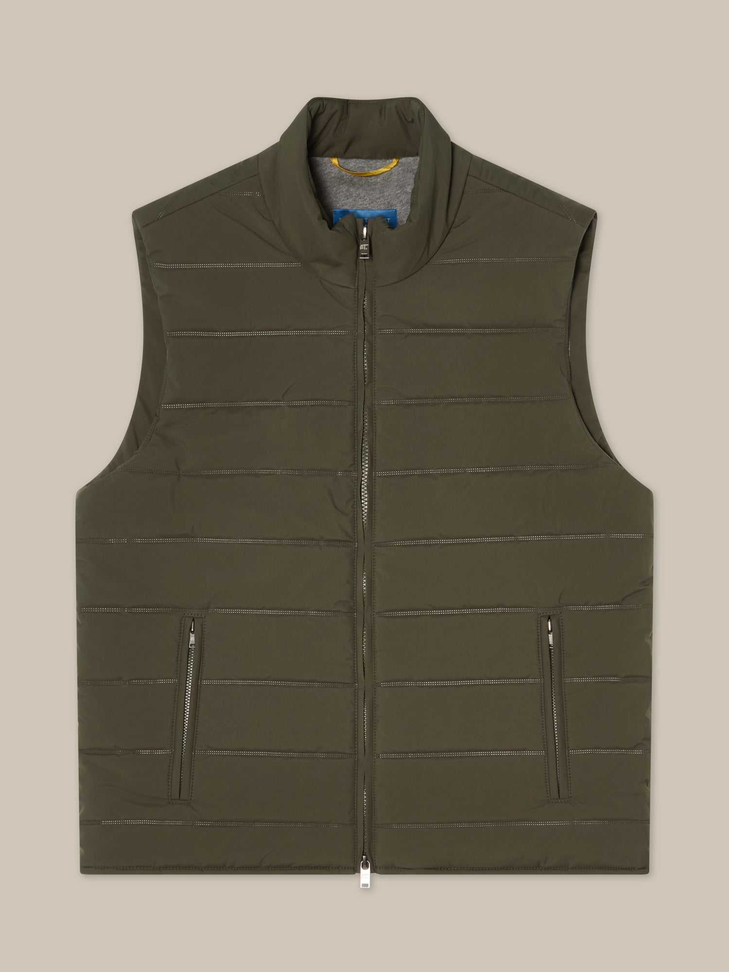 Driver Quilted Water-Resistant Vest with Cotton/Cashmere Lining in Sage Green by Robert Talbott