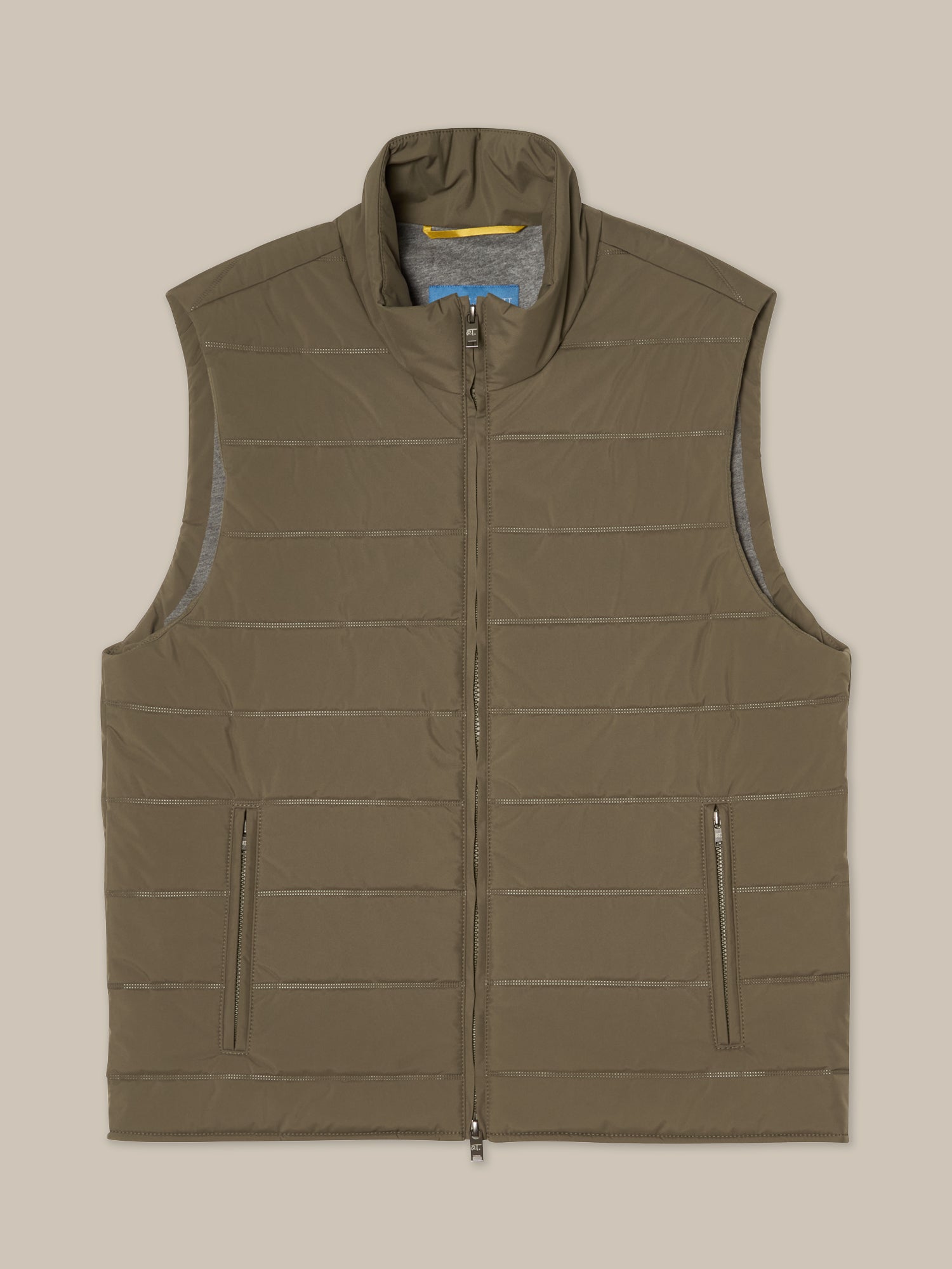 Driver Quilted Water-Resistant Vest with Cotton/Cashmere Lining in Taupe by Robert Talbott