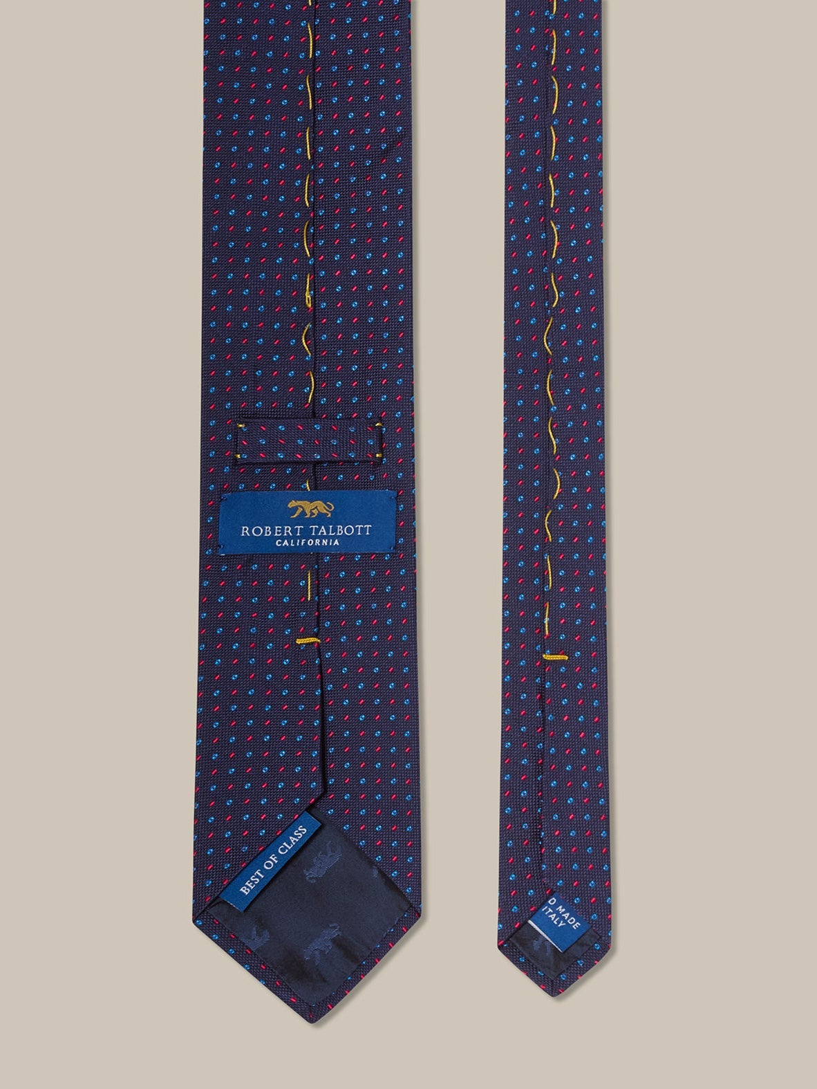 Navy, Red, and Blue Micro Neat 'Best of Class' Silk Tie by Robert Talbott