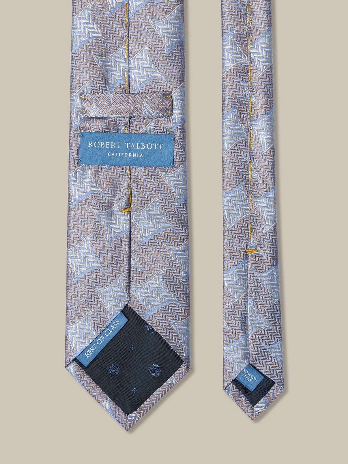 Light Blue and Grey Chevron Star 'Best of Class' Silk Tie by Robert Talbott