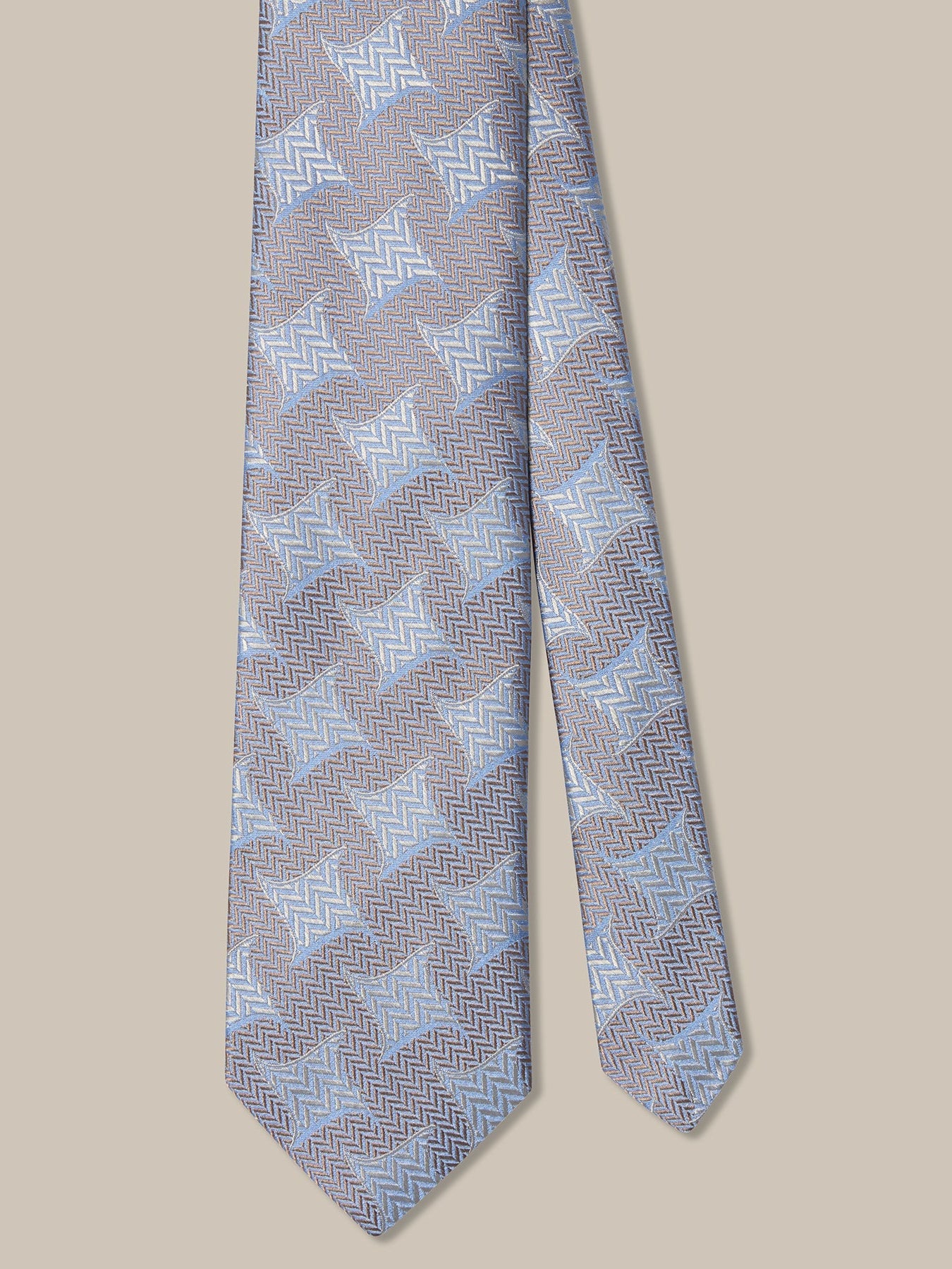 Light Blue and Grey Chevron Star 'Best of Class' Silk Tie by Robert Talbott