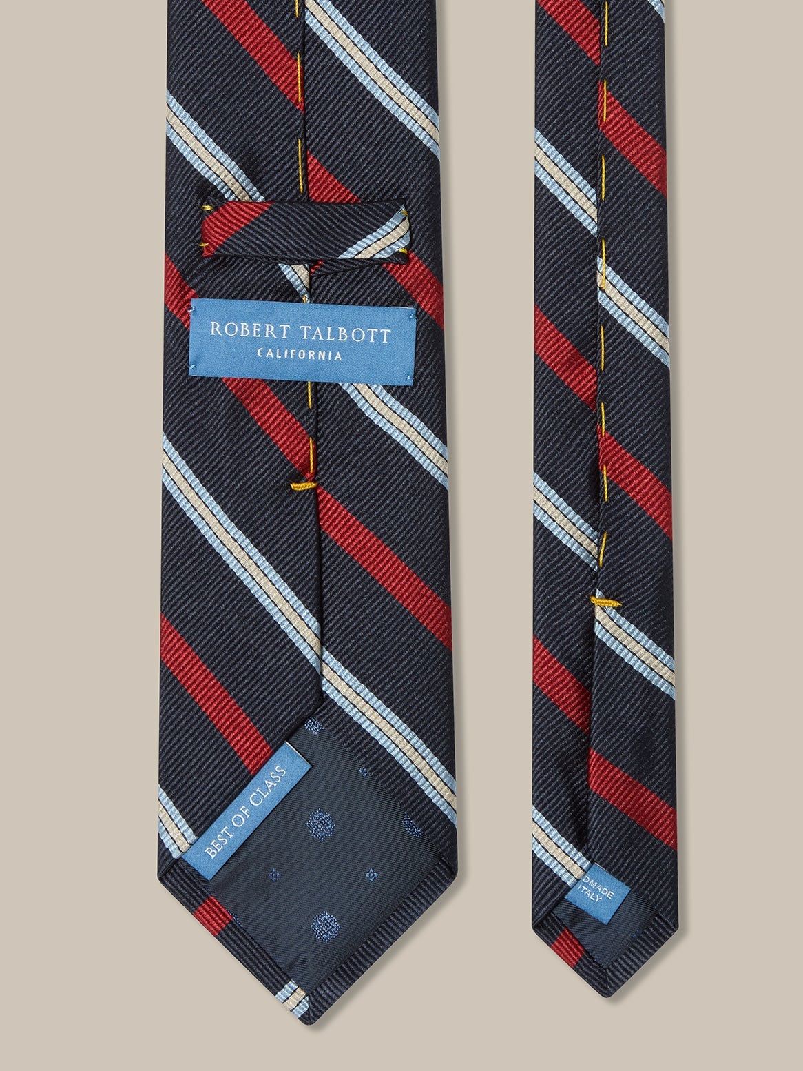 Navy Multi Rib Stripe 'Best of Class' Silk Tie by Robert Talbott
