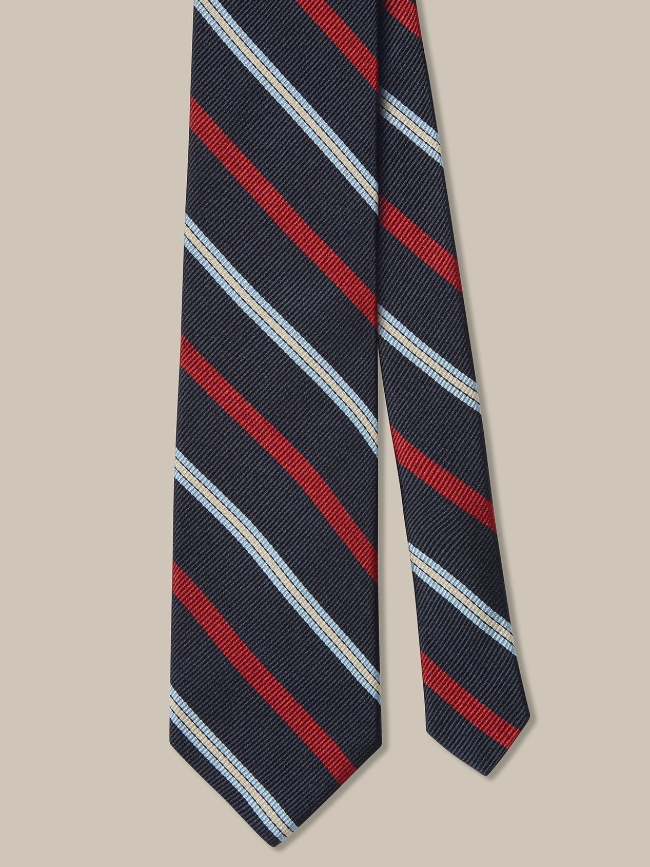 Navy Multi Rib Stripe 'Best of Class' Silk Tie by Robert Talbott
