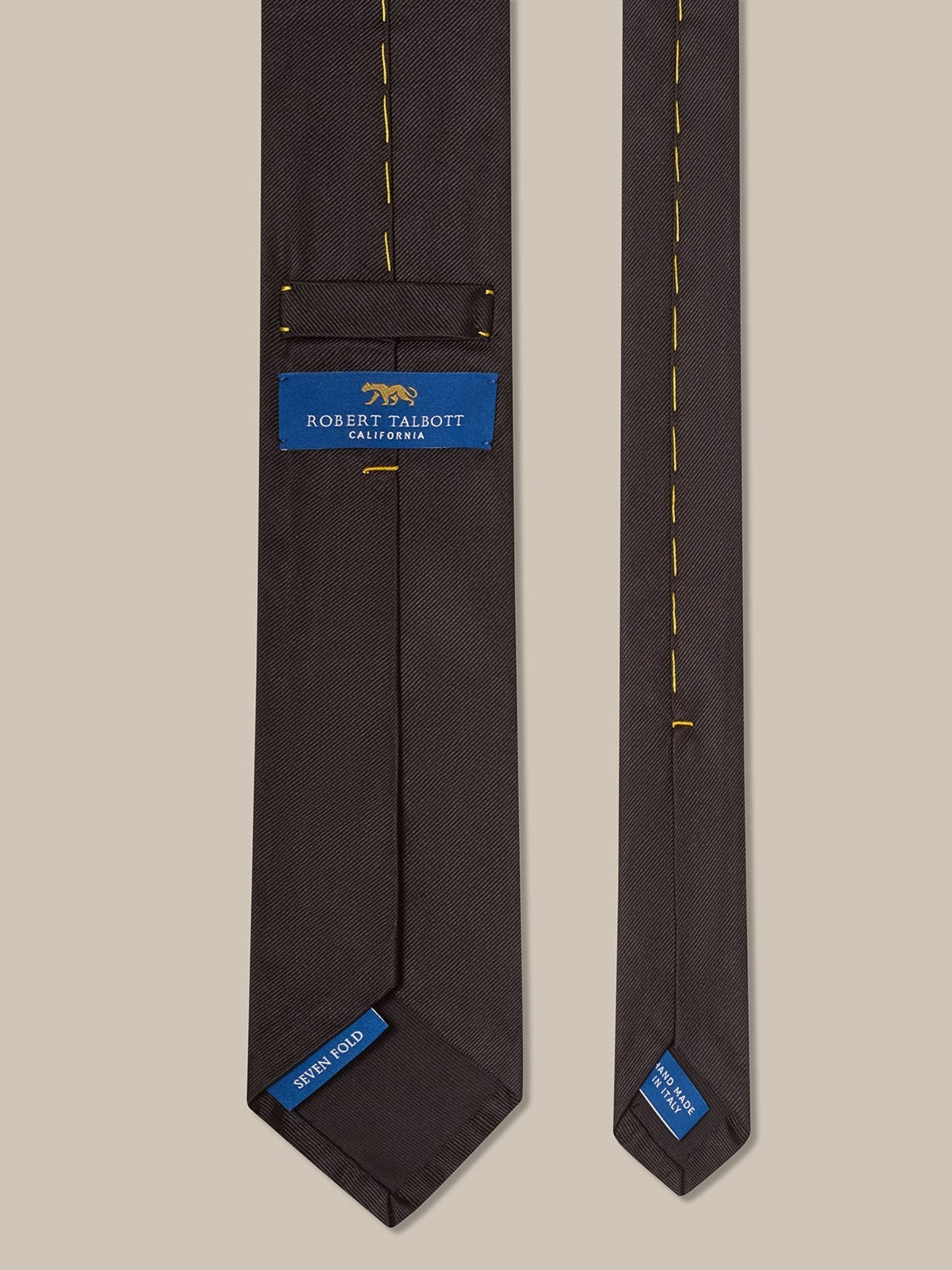 Newman 7 Fold Solid Silk Necktie in Black by Robert Talbott