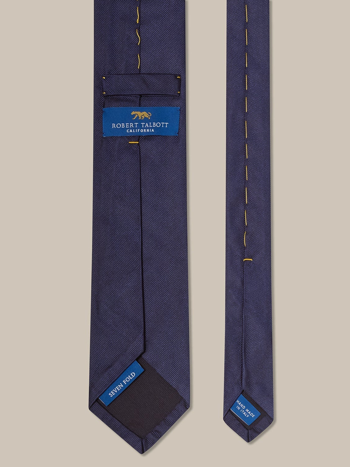 Newman 7 Fold Solid Silk Necktie in Navy by Robert Talbott