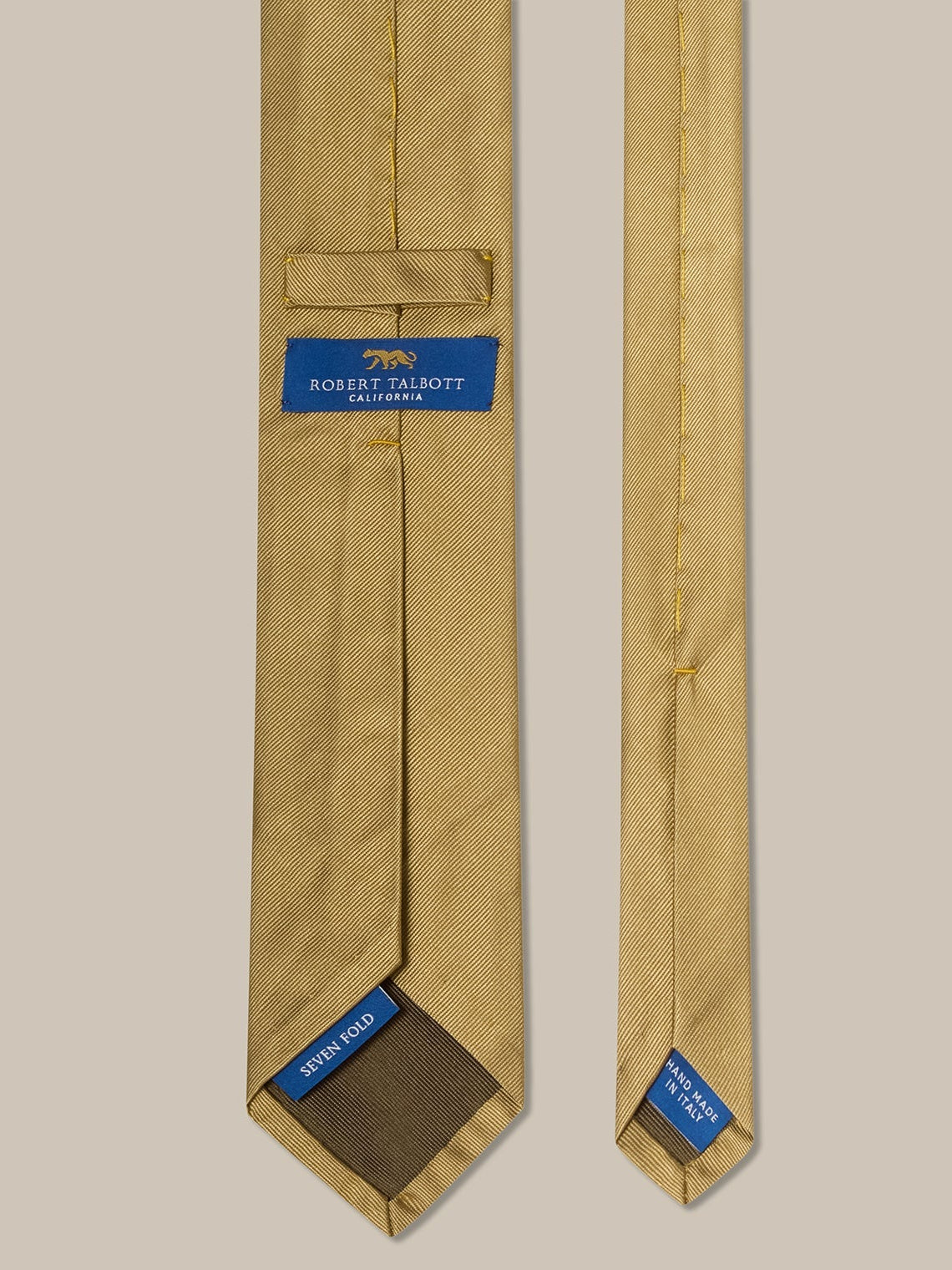 Newman 7 Fold Solid Silk Necktie in Gold by Robert Talbott