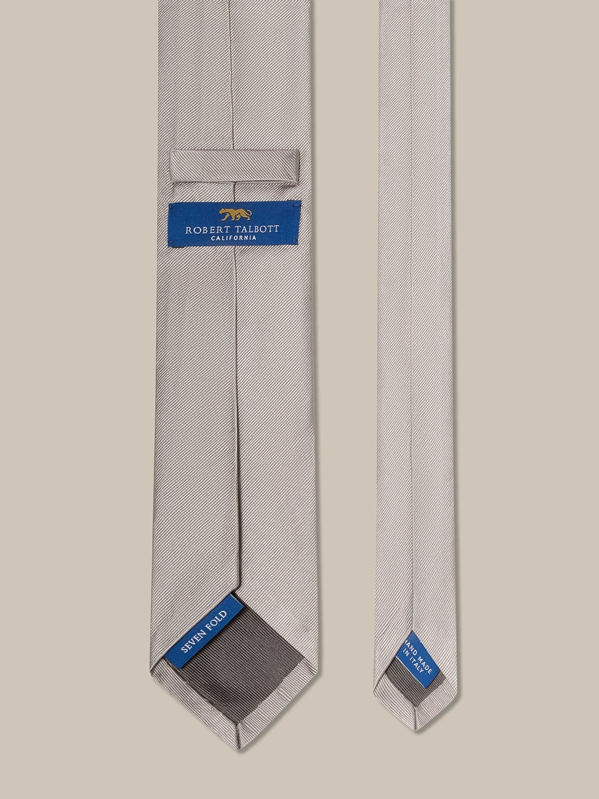 Newman 7 Fold Solid Silk Necktie in Silver by Robert Talbott