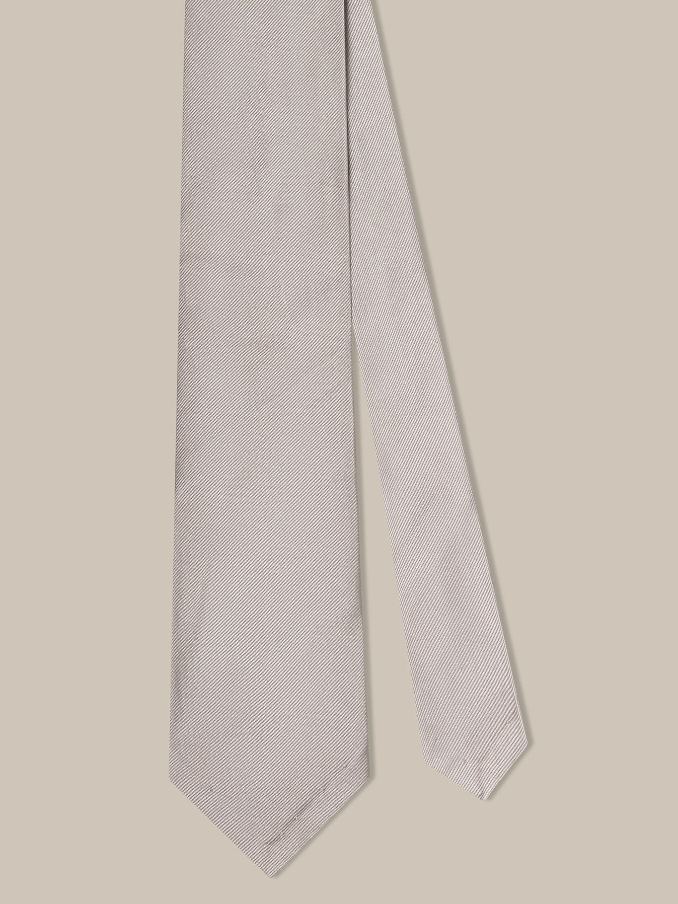 Newman 7 Fold Solid Silk Necktie in Silver by Robert Talbott