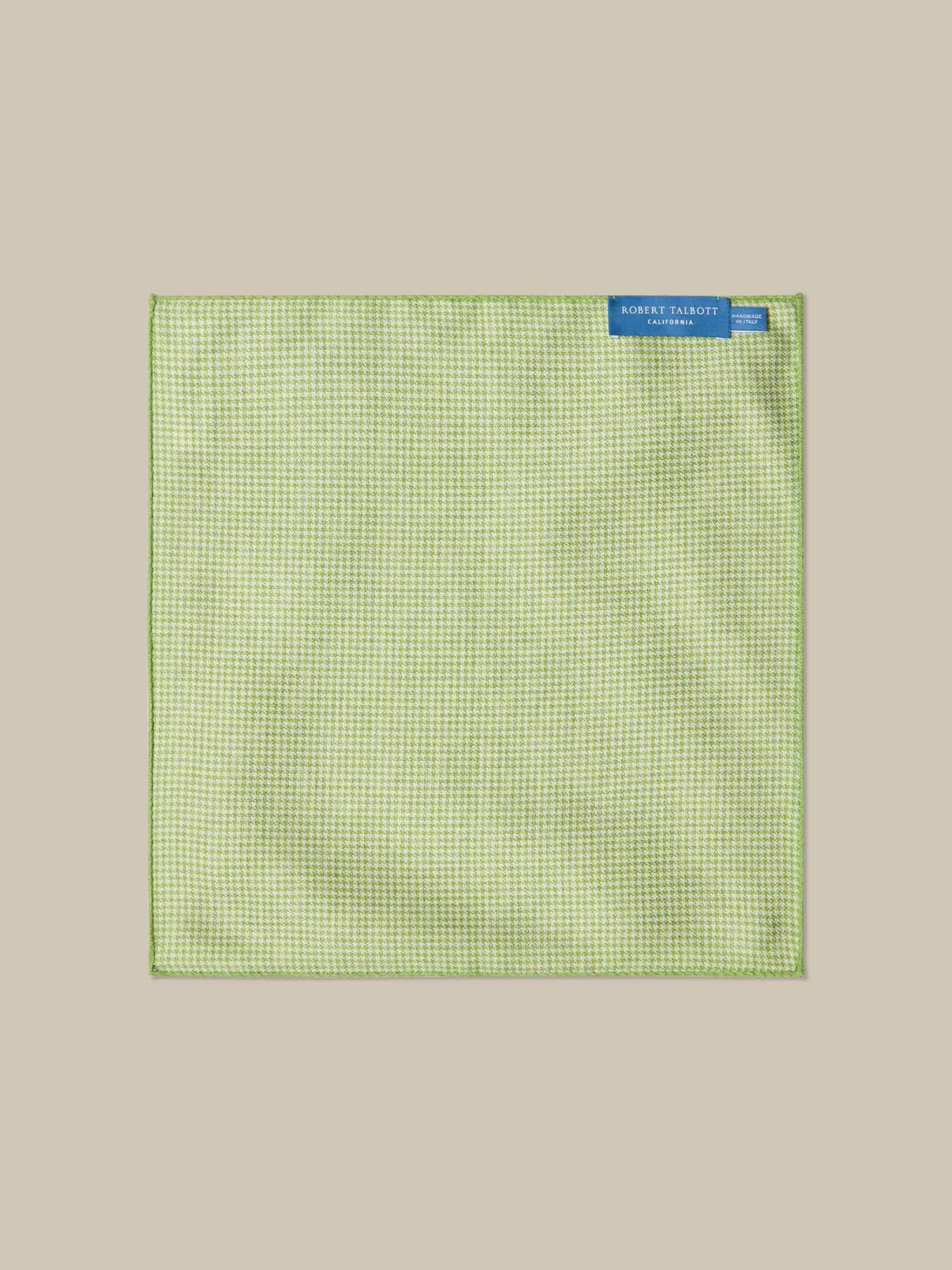 Colton Silk Reversible Houndstooth/Neat Medallion Pocket Square in Green by Robert Talbott