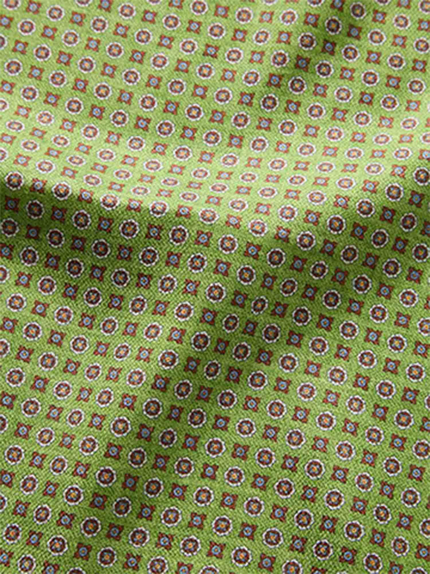 Colton Silk Reversible Houndstooth/Neat Medallion Pocket Square in Green by Robert Talbott