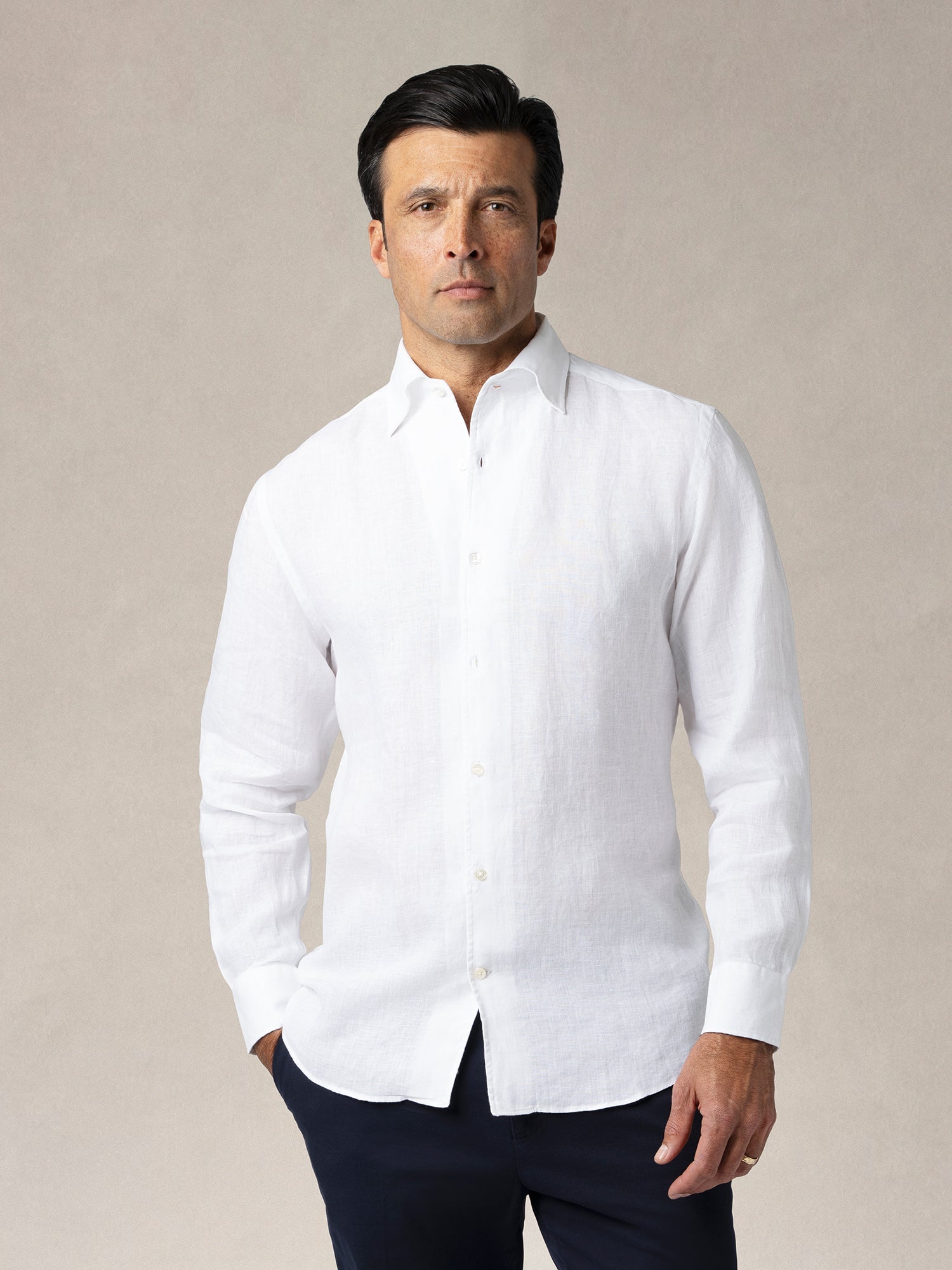 Morgan French Linen Shirt in White by Robert Talbott