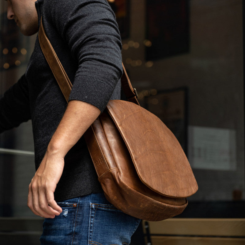 Reclaimed Messenger Bag in Heirloom Oak by Moore & Giles