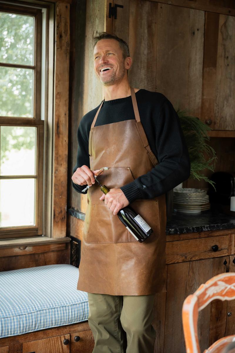 Reclaimed Leather Apron in Heirloom Oak by Moore & Giles