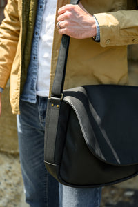 Reclaimed Messenger Bag in Heirloom Black by Moore & Giles