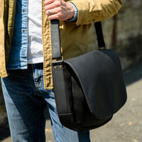 Reclaimed Messenger Bag in Heirloom Black by Moore & Giles