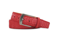 Sueded Ostrich Leg Belt in Red by Brookes & Hyde