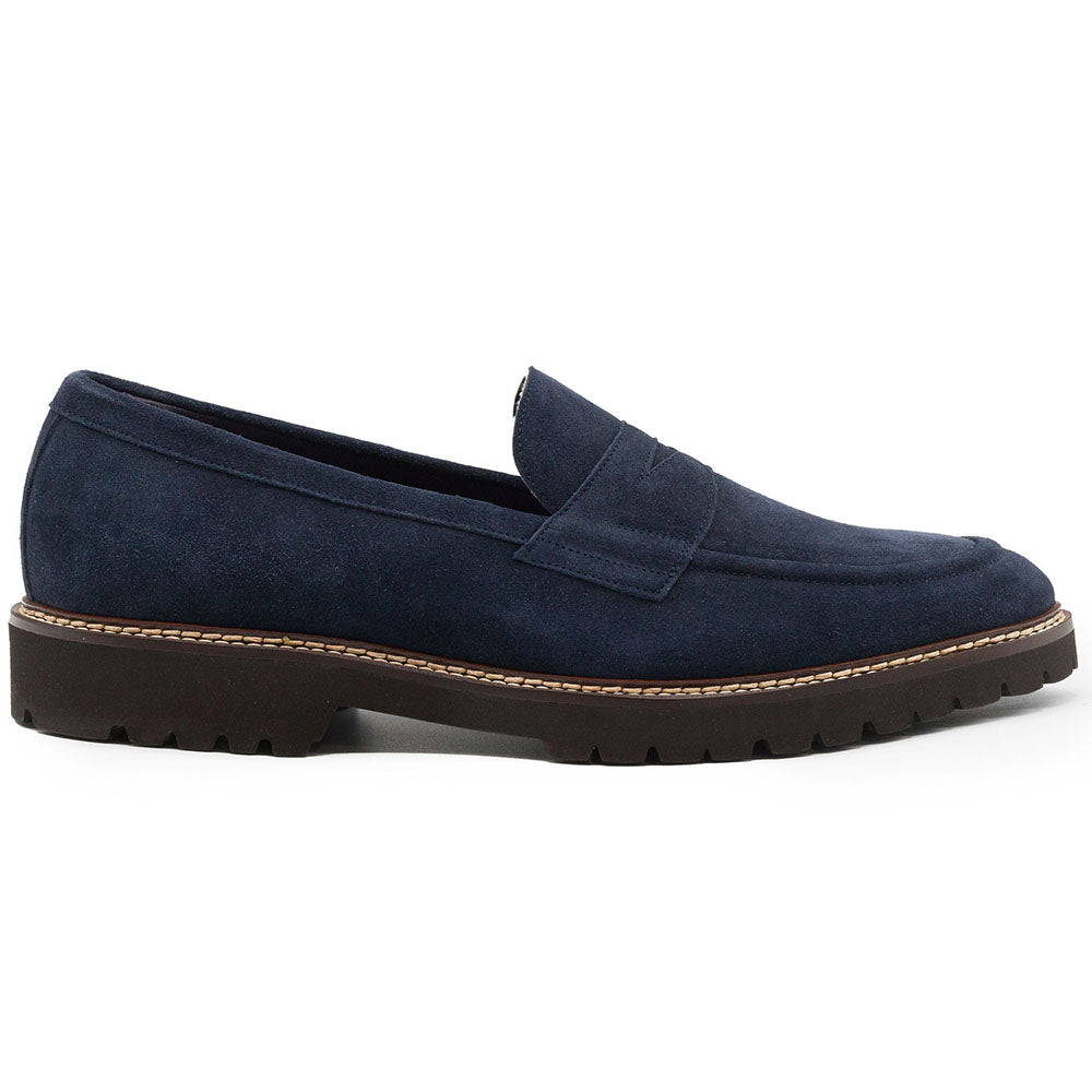 Roma Country Italian Suede Penny Loafer in Navy by Zelli Italia