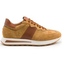 Roxi Suede and Calfskin Leather Sneaker in Cognac by Zelli Italia