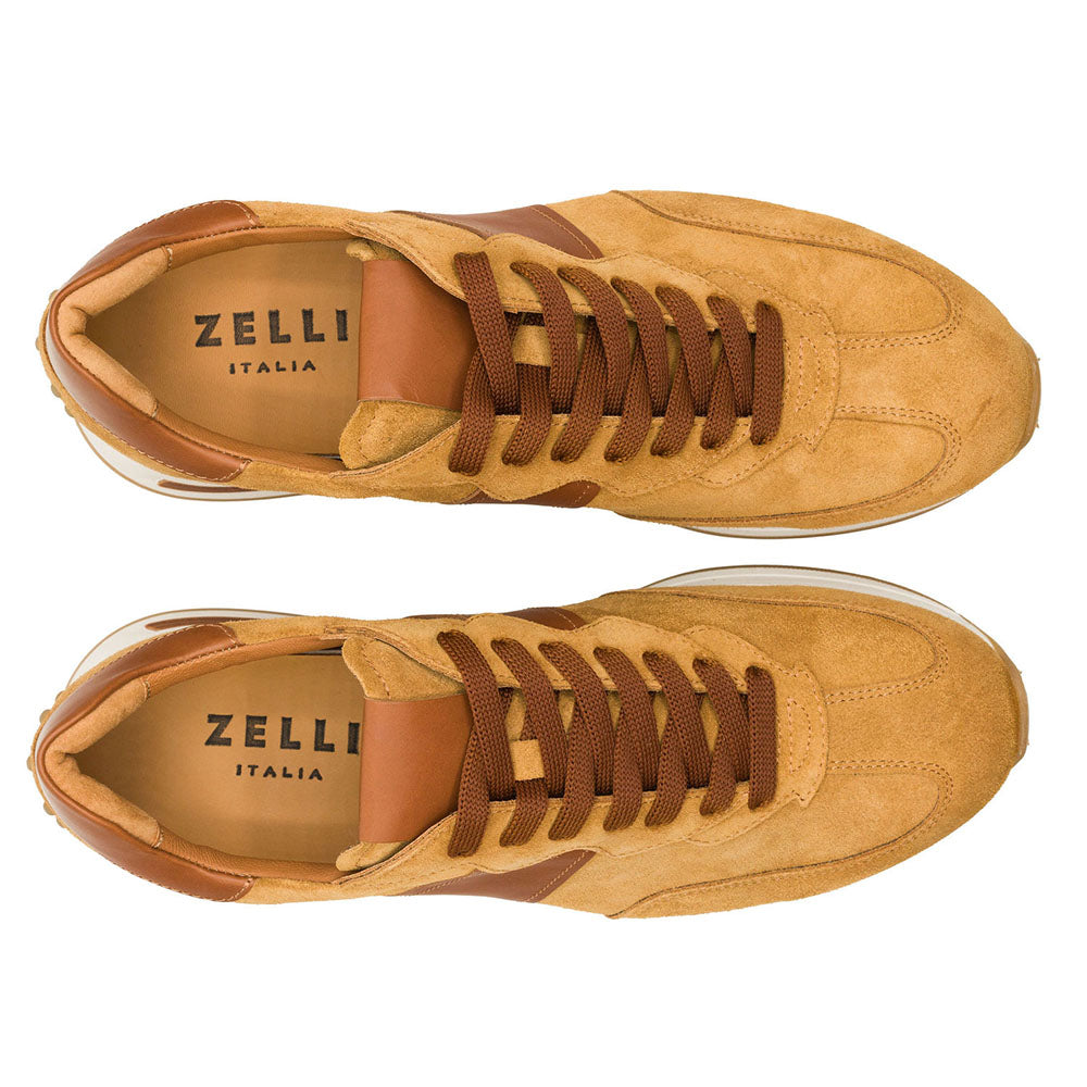 Roxi Suede and Calfskin Leather Sneaker in Cognac by Zelli Italia