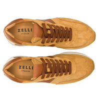 Roxi Suede and Calfskin Leather Sneaker in Cognac by Zelli Italia