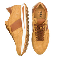 Roxi Suede and Calfskin Leather Sneaker in Cognac by Zelli Italia