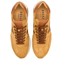 Roxi Suede and Calfskin Leather Sneaker in Cognac by Zelli Italia