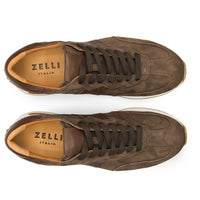 Roxi Suede and Calfskin Leather Sneaker in Nicotine by Zelli Italia