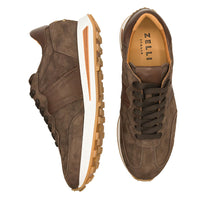Roxi Suede and Calfskin Leather Sneaker in Nicotine by Zelli Italia