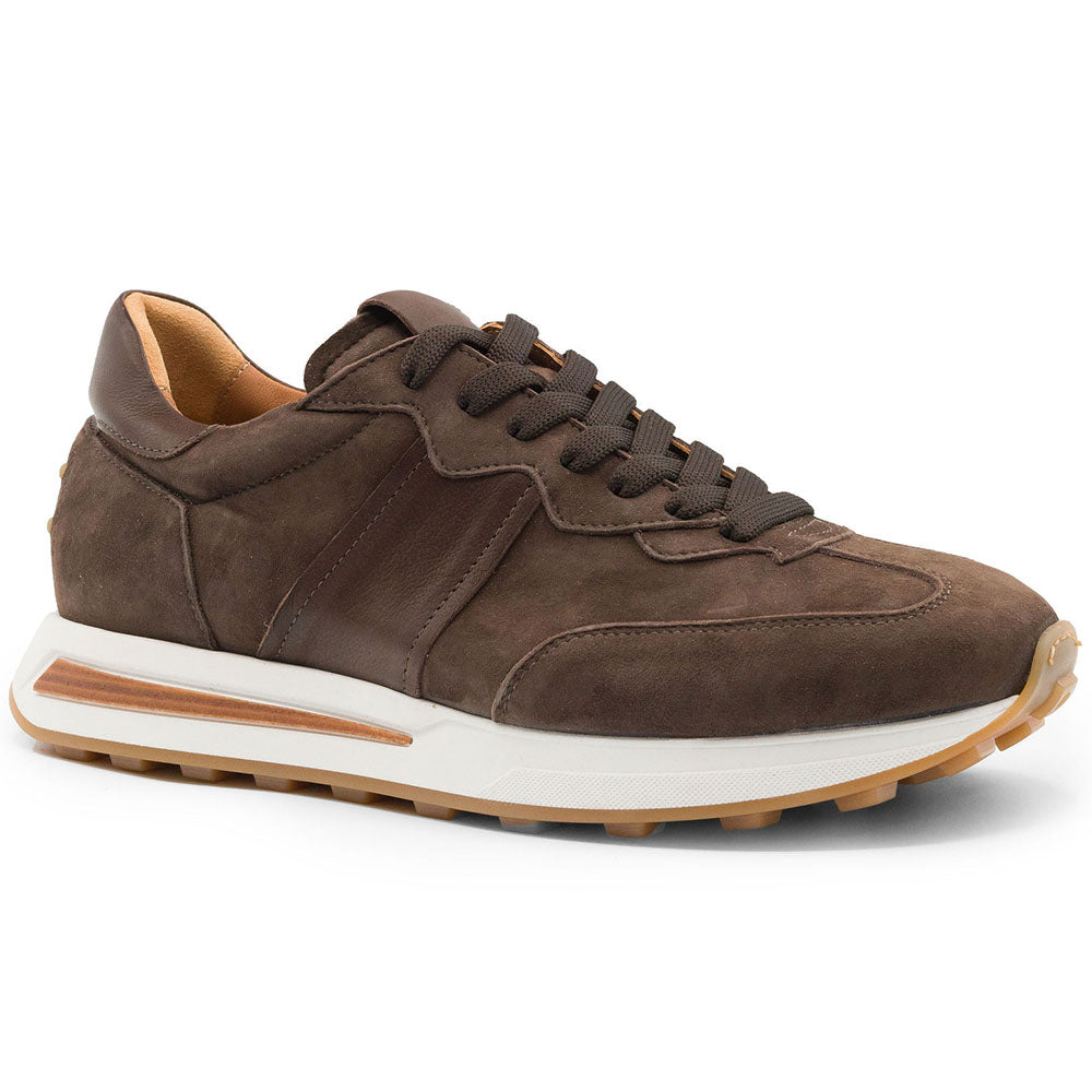 Roxi Suede and Calfskin Leather Sneaker in Nicotine by Zelli Italia