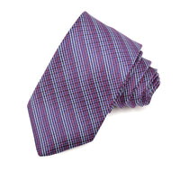 Navy, Rose, and Pink Ultra Fine Gingham Stripe Woven Jacquard Silk Tie by Dion Neckwear