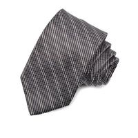 Black, Charcoal, and Grey Ultra Fine Gingham Stripe Woven Jacquard Silk Tie by Dion Neckwear