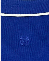 Jersey Knit Pima Cotton Zip Polo Shirt with Contrast Detail in Royal Blue by Deletto Italy