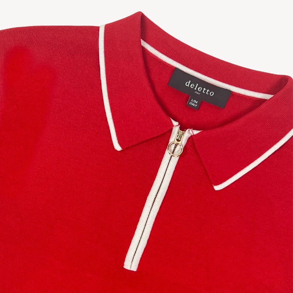 Mens Short Sleeve Polo Shirt With Contrast Rib Detail