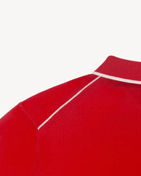 Jersey Knit Pima Cotton Zip Polo Shirt with Contrast Detail in Red by Deletto Italy