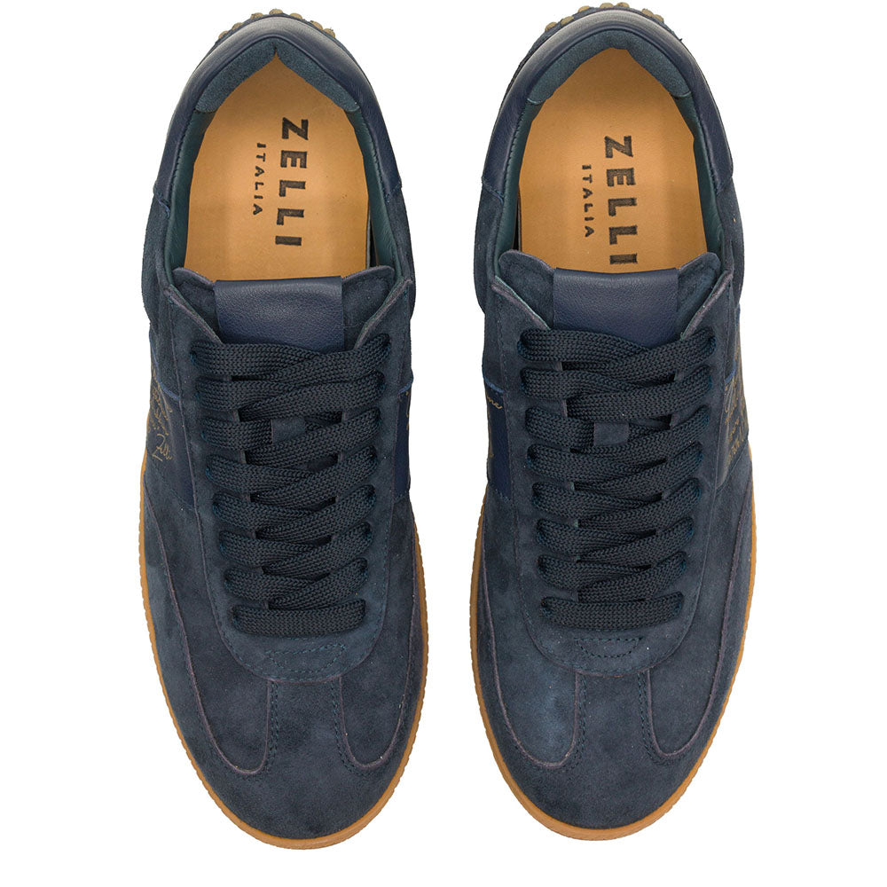 Shizzo Signature Sueded Baby Calfskin Leather Sneaker in Navy by Zelli Italia