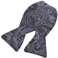 Black and Steel Blue Silk Printed Panama Bow Tie by Dion Neckwear