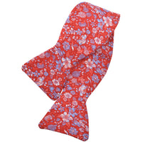 Scarlet Red, Powder Blue, and Latte Micro Floral Silk Printed Panama Bow Tie by Dion Neckwear