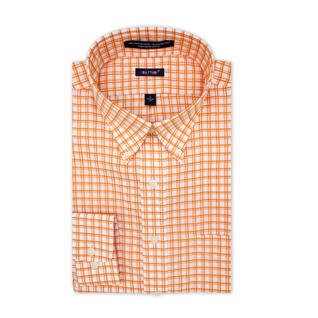 NWT Mens Size Large Bills Khakis Orange Check Classic high quality Button Front Sport Shirt