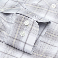 Grey and Butter Open Plaid Wrinkle-Free Cotton Dress Shirt with Spread Collar by Cooper & Stewart