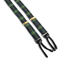 Black Watch Tartan with Gold Stripe Silk Woven Jacquard Formal Suspenders by Dion