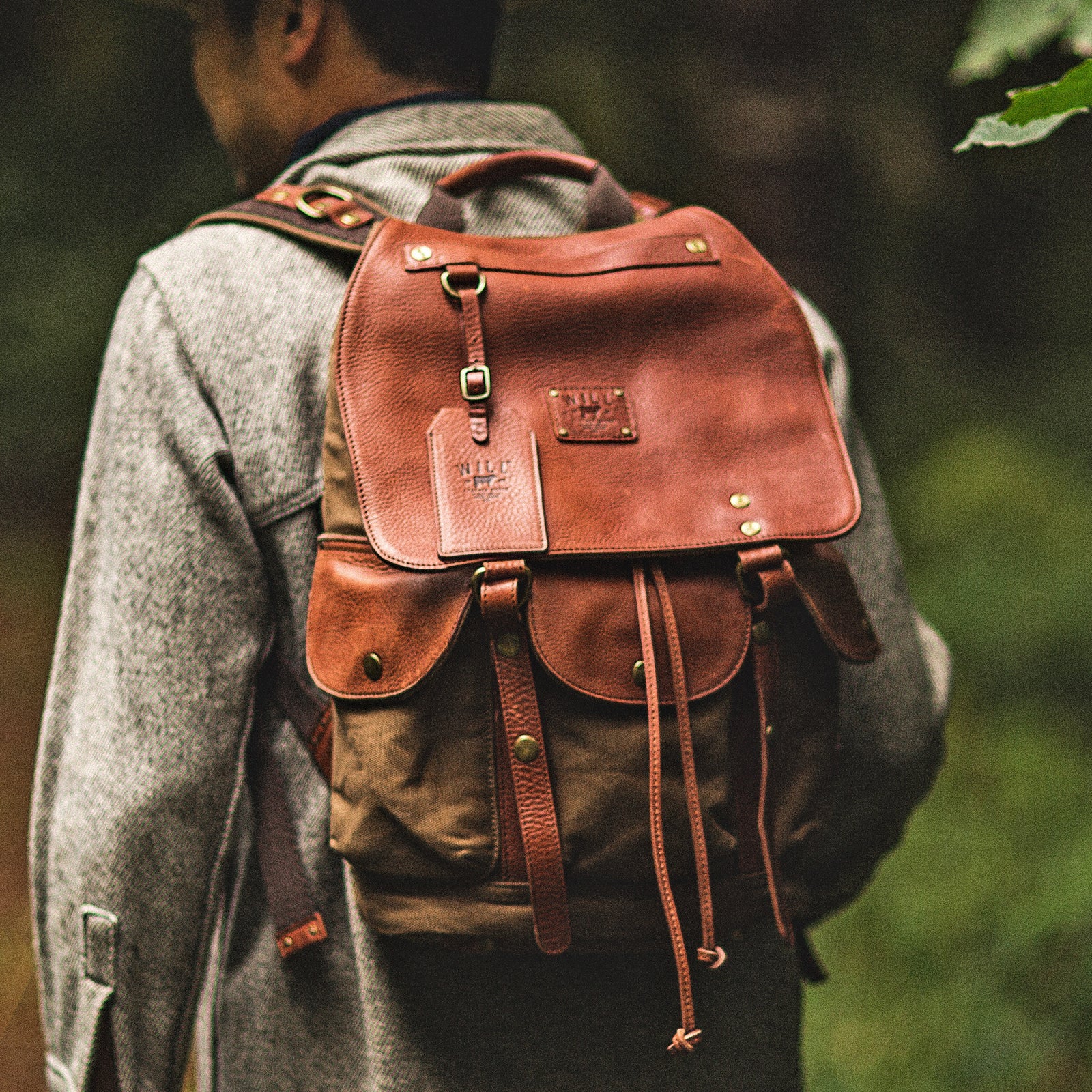 Lennon Canvas and Leather Backpack in Tobacco with Cognac Leather by Will Leather Goods