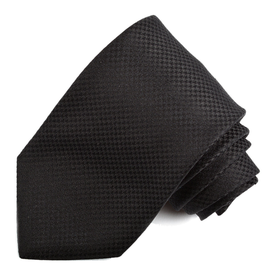 Tonal Black Mini Houndstooth Woven Silk Jacquard Tie by Dion Neckwear