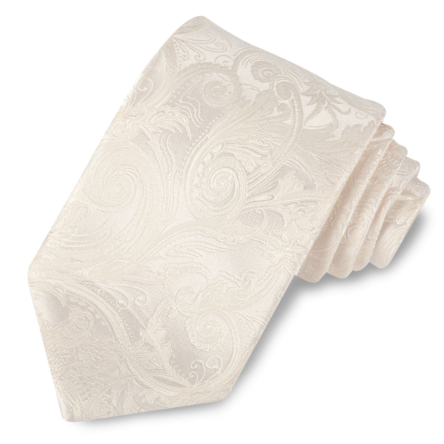 Ivory Paisley Woven Silk Jacquard Tie by Dion Neckwear