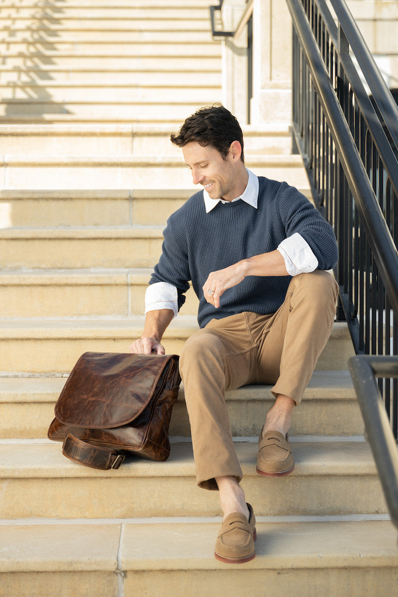Wynn Mail Bag in Brompton Brown by Moore & Giles