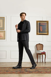 Parker Super 130s Wool Gabardine 'Platinum' Trouser in Black (Modern Straight Fit) by Zanella