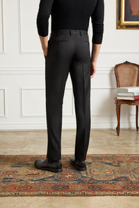 Parker Super 130s Wool Gabardine 'Platinum' Trouser in Black (Modern Straight Fit) by Zanella