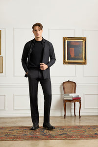 Parker Super 130s Wool Gabardine 'Platinum' Trouser in Black (Modern Straight Fit) by Zanella