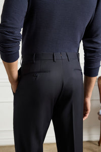Parker Super 130s Wool Gabardine 'Platinum' Trouser in Midnight Blue (Modern Straight Fit) by Zanella