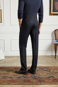 Parker Super 130s Wool Gabardine 'Platinum' Trouser in Midnight Blue (Modern Straight Fit) by Zanella