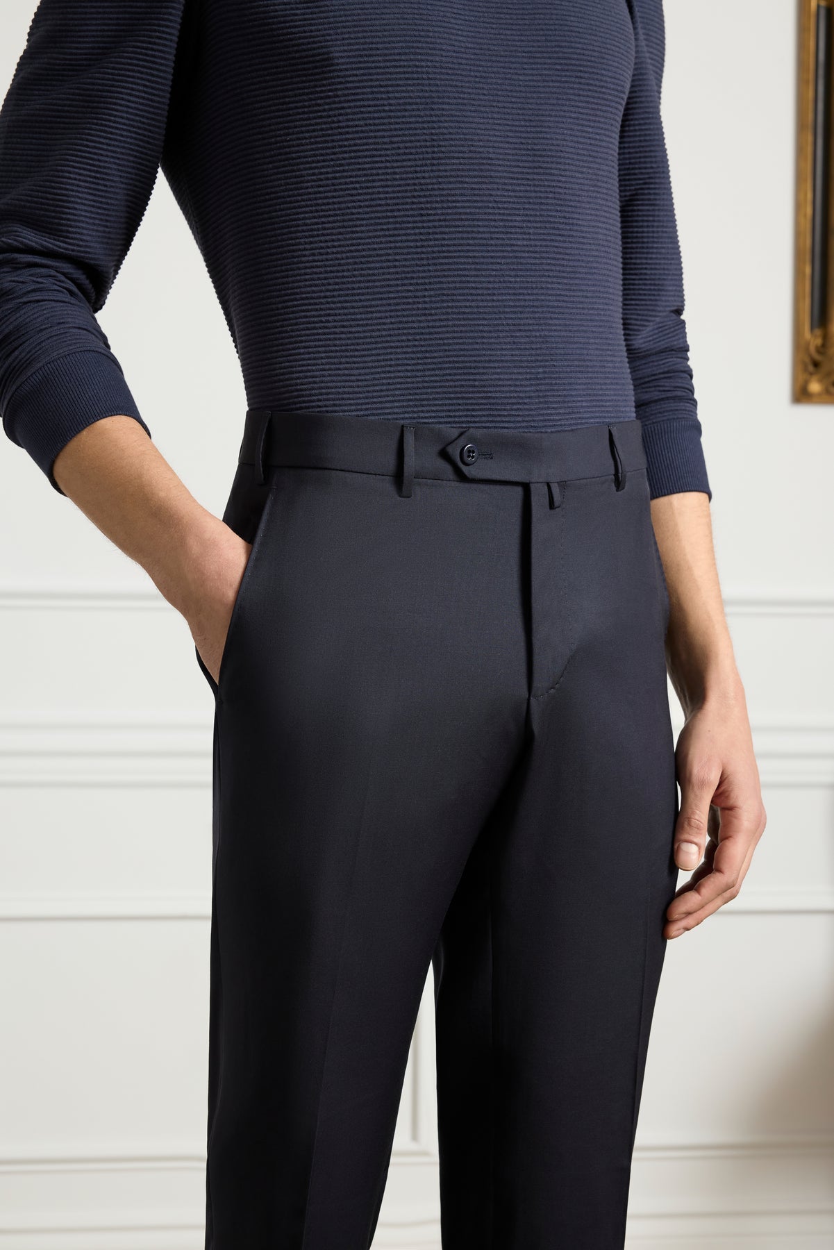 Parker Super 130s Wool Gabardine 'Platinum' Trouser in Midnight Blue (Modern Straight Fit) by Zanella